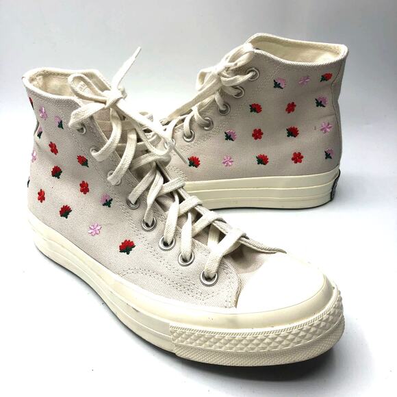 Converse Women's High Top Chuck 70 Floral Sneakers Taupe Size US 8.5 - Picture 8 of 11